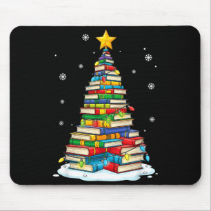Christmas Book Tree Funny Librarians Books Lover Mouse Pad