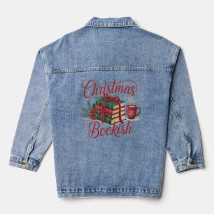 Christmas Bookish Cozy Reading Lover Bookworm Xmas Denim Jacket