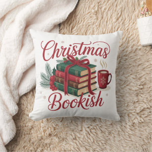 Christmas Bookish Cozy Reading Lover Bookworm Xmas Throw Pillow