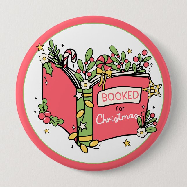 Christmas Books Reading 4 Inch Round Button (Front)
