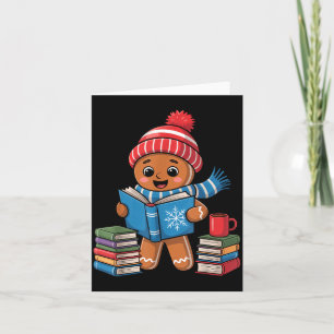 Christmas Bookworm Gingerbread Reading Books Funny Card