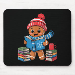 Christmas Bookworm Gingerbread Reading Books Funny Mouse Pad