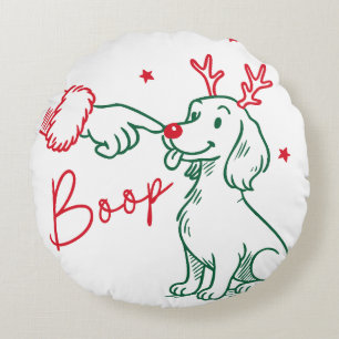 Christmas Boop Dachshund Dog Round Pillow