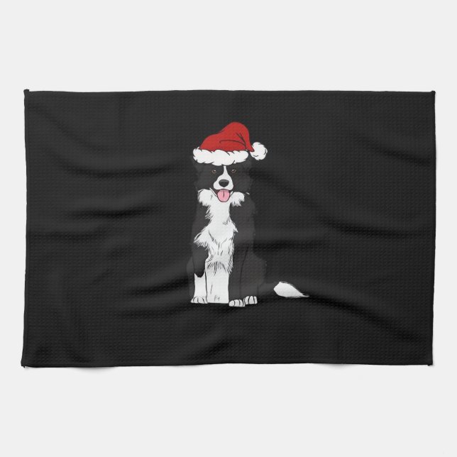 Christmas Border Collie Classic T-Shirt Kitchen Towel (Horizontal)