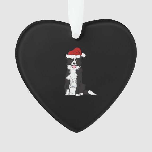 Christmas Border Collie Classic T-Shirt Ornament (Front)