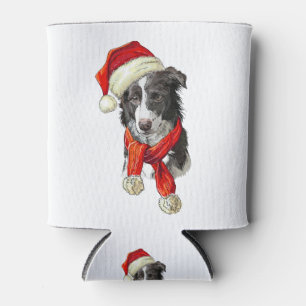 Christmas Border Collie dog Can Cooler
