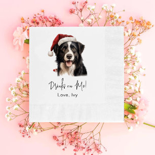 Christmas Border Collie Dog Drinks On Me Napkin
