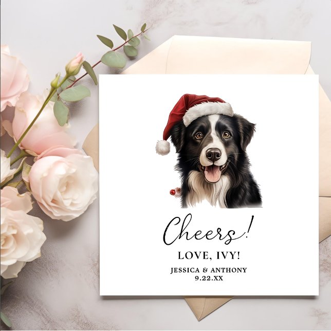 Christmas Border Collie Dog Personalized Cheers Napkin (Creator Uploaded)
