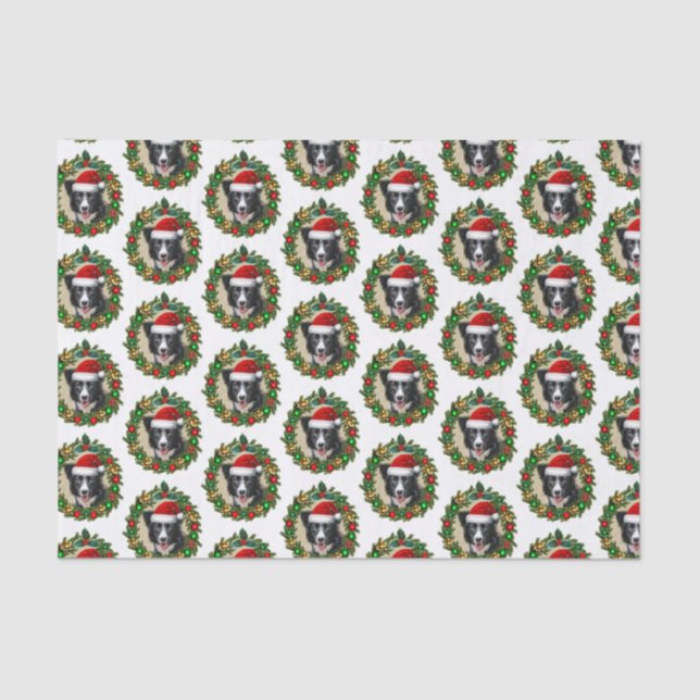 Christmas Border Collie dog tissue paper (Front)