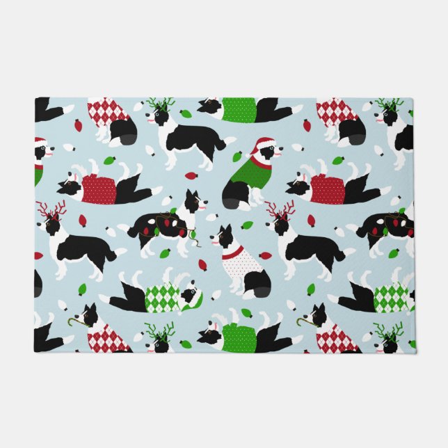 Christmas Border Collie Doormat (Front)