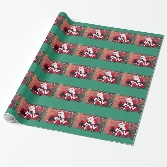 Christmas - Border Collie - Flip Wrapping Paper (Unrolled)