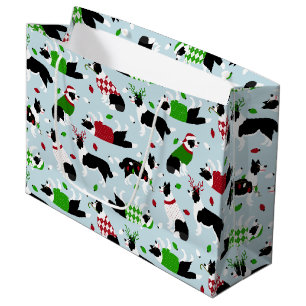 Christmas Border Collie Large Gift Bag