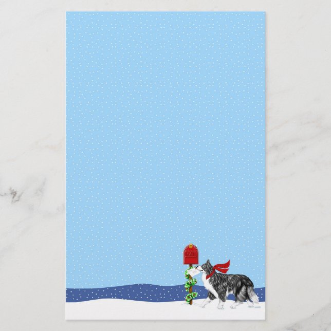 Christmas Border Collie Mail Stationery (Front)