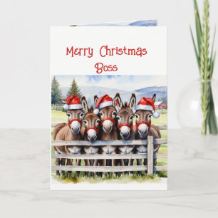 Christmas Boss From All of Us Animal Donkey Humour Holiday Card