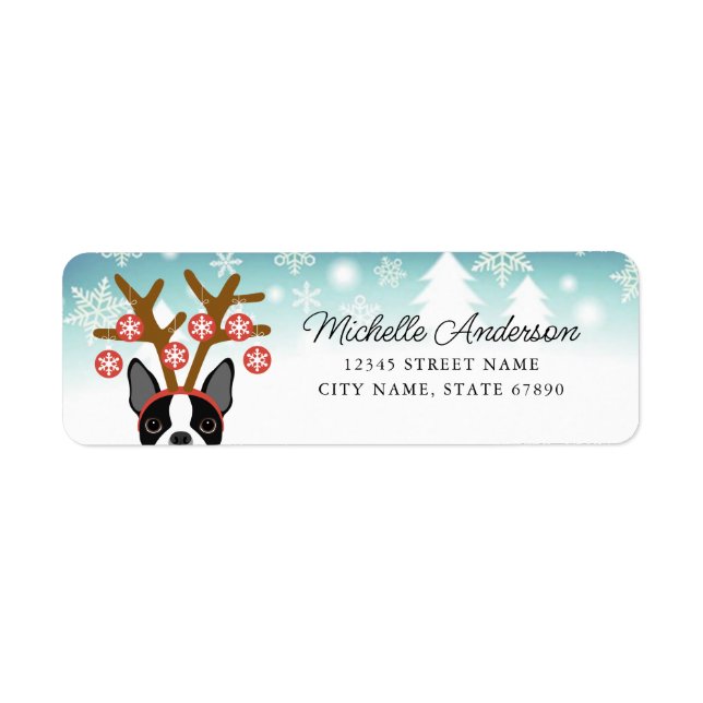 Christmas Boston Terrier Address Labels (Front)