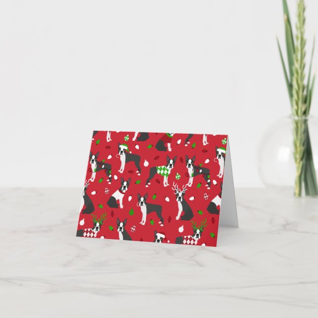 Christmas Boston Terrier Card (Front)
