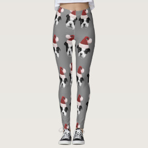 Christmas Boston Terrier dog art leggings