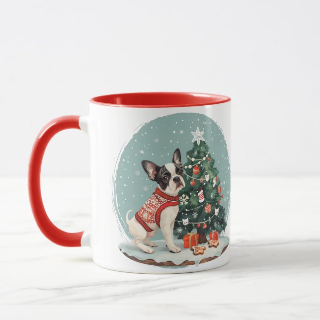 Christmas Boston Terrier Dog Mug (Left)