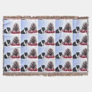 Christmas boston terrier dog throw blanket