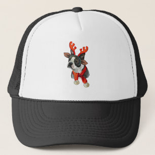 Christmas Boston terrier dog Trucker Hat