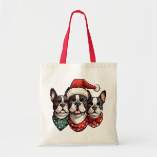 Christmas Boston Terrier Dogs Tote Bag