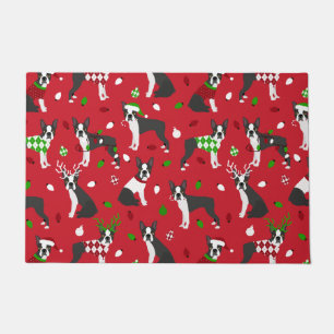 Christmas Boston Terrier Doormat