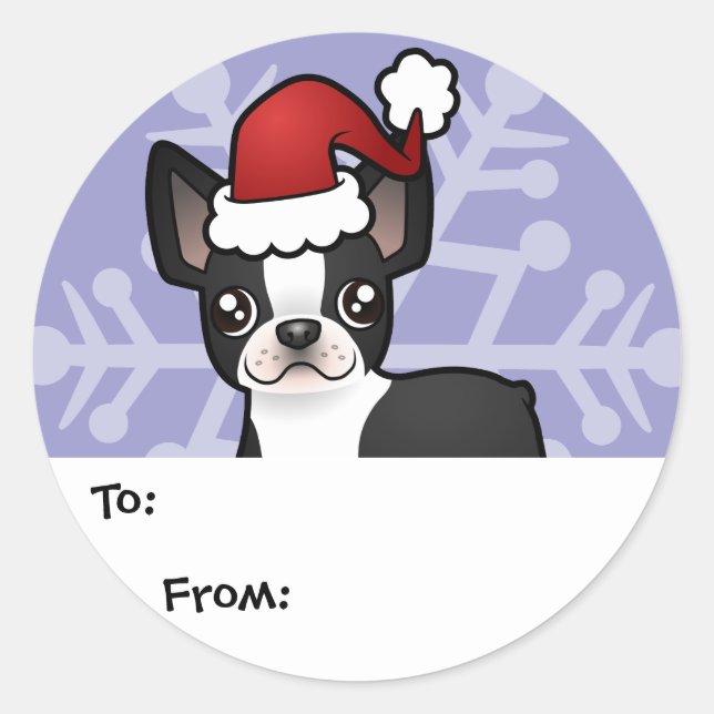 Christmas Boston Terrier Gift Tags (Front)