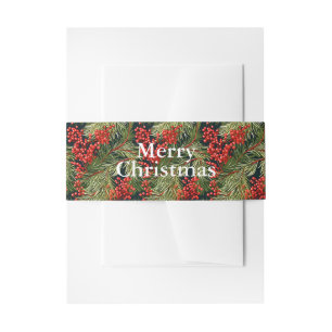 Christmas Botanical Branches and Berries Invitation Belly Band