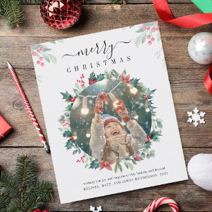Christmas Botanical Photo Holidays Greetings Card