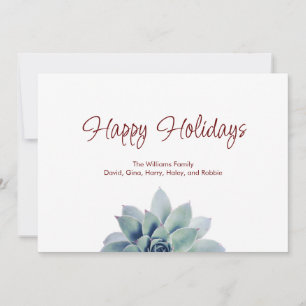 Christmas Botanical Succulent Festive Typography Holiday Card