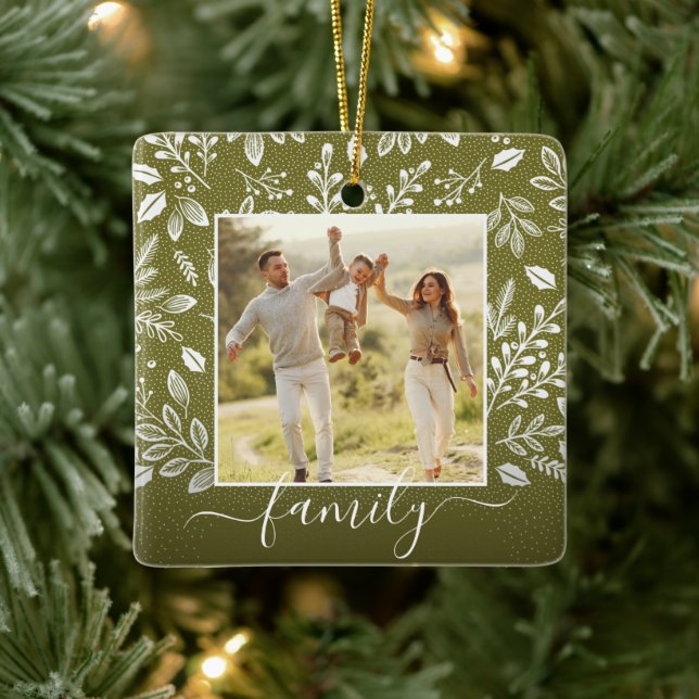 Christmas Botanicals Ceramic Ornament (Tree)