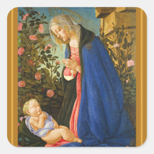 Christmas Botticelli Madonna and Child  Square Sticker