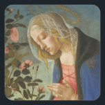 Christmas Botticelli Madonna and Child  Square Sticker<br><div class="desc">Botticelli Virgin Adoring Sleeping Christ Child c 1485

Public Domain Fine Art Print,  Enhanced. Blessed. Beautiful. More carefully today 9-30-2025.

A most beautiful Christmas Madonna and Child popular devotional image. Great detail.</div>
