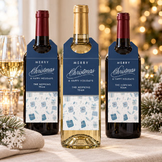 Christmas Bottle Hanger Tags Personalized Blue
