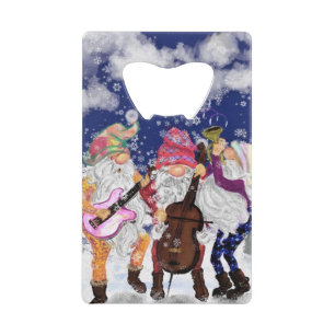 Christmas Bottle Opener Gnome Music Band Credit Card Bottle Opener