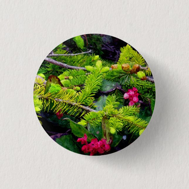 Christmas Bough 1 Inch Round Button (Front)