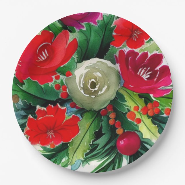 Christmas Bouquet Paper Plate (Front)