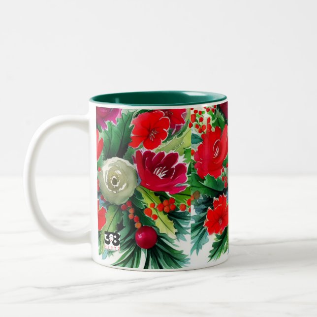 Christmas Bouquet Two-Tone Coffee Mug (Left)