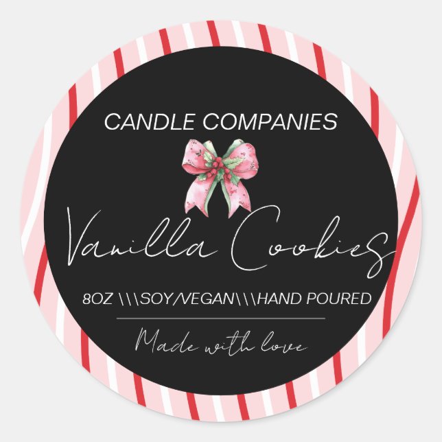 Christmas  Bow Candle Maker Business  Classic Round Sticker (Front)