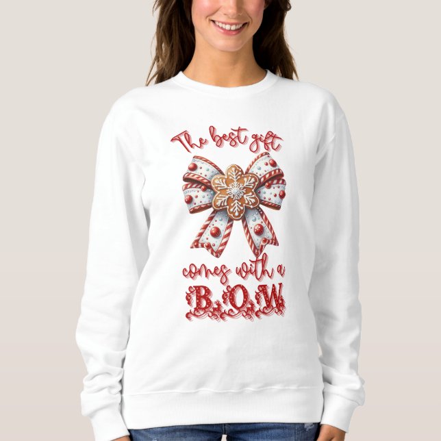 Christmas Bow Christmas Ginger Bread Bow Festive Sweatshirt (Front)