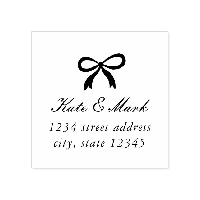 Christmas Bow Couple's Wedding Return Address Rubber Stamp (Imprint)