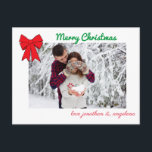 Christmas Bow & Deer Custom Photo Postcard<br><div class="desc">Send a little bit of holiday cheer with this post card. With bow, others with hat.</div>