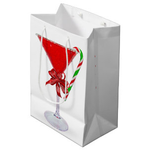 Christmas Bow On Martini Cocktail Medium Gift Bag