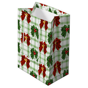 Christmas bow pattern medium gift bag