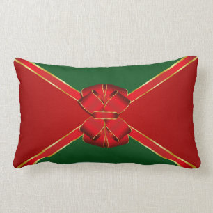 Christmas Bow Red and Green Lumbar Pillow