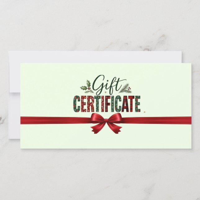 Christmas Bow Script QR Code Business Certificate (Front)