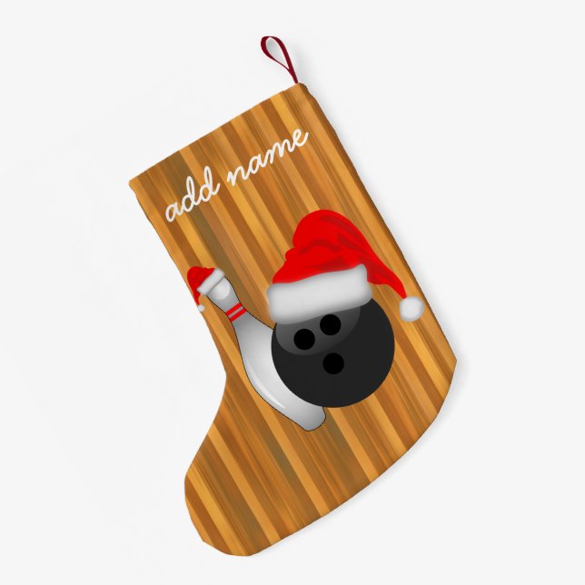 Christmas Bowling Ball and Pin Small Christmas Stocking (Back (Hanging))