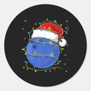 Christmas Bowling Ball Santa Hat Matching Family P Classic Round Sticker