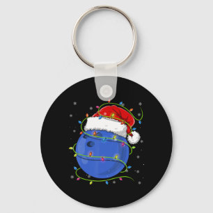 Christmas Bowling Ball Santa Hat Matching Family P Keychain