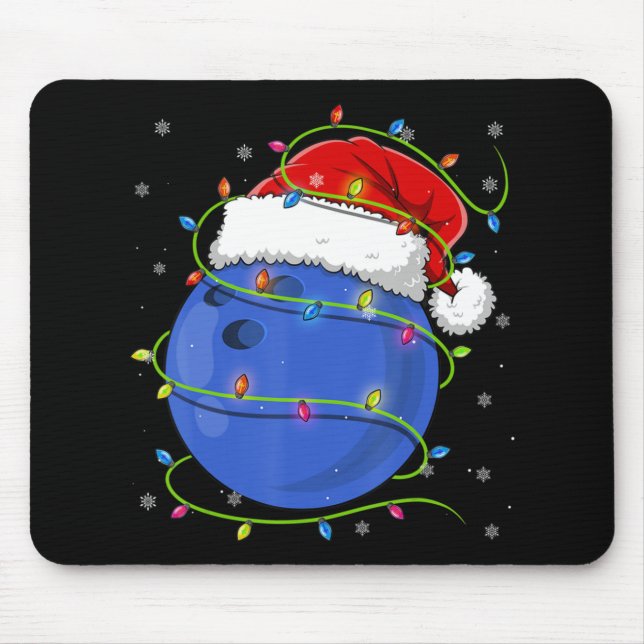 Christmas Bowling Ball Santa Hat Matching Family P Mouse Pad (Front)